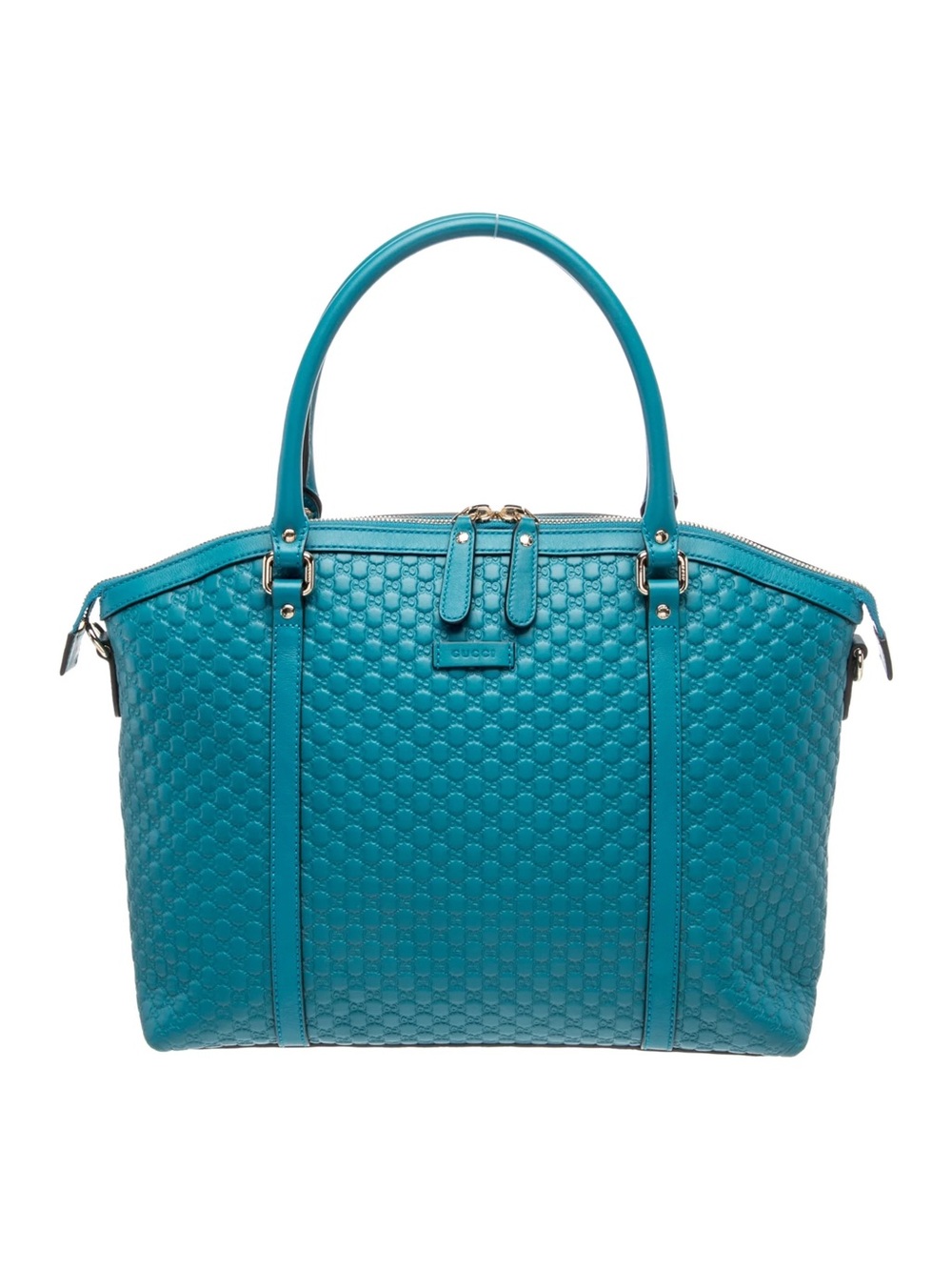 Gucci Turquoise Embossed Leather Tote - Picture 2 of 6